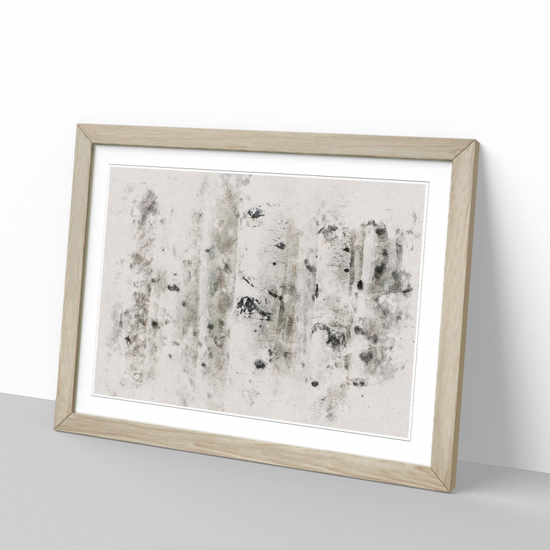 Silver Birch Tree Forest Watercolour - Picture Frame Graphic Art Print, 40cm H x 60cm W x 2cm D, Oak Framed