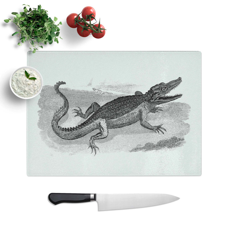 Tempered Glass Crocodile Chopping Board, 39 cm W x 28.5 cm L