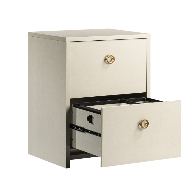 Classeur latéral, beige, finition gris moderne, rangement efficace, bureau, verrouillage, mouvement de tiroir pleine extension en douceur, plateau, format compact, bureau à domicile entièrement assemblé,