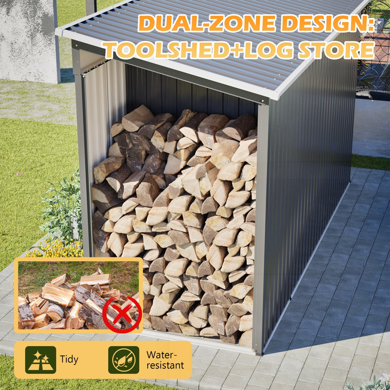 Remise de rangement en métal pour outils de jardin 10 pi x 4 pi, H 71,65 po x l 122,39 po x P 48,32 po