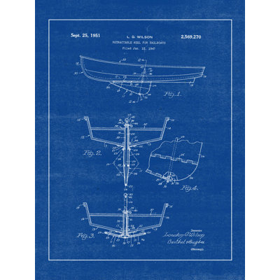 " Vintage Boat Print Blue "