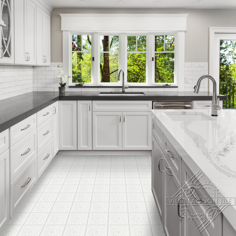 Andalusia Petite Fog 8" x 8" Cement Patterned Wall & Floor Tile