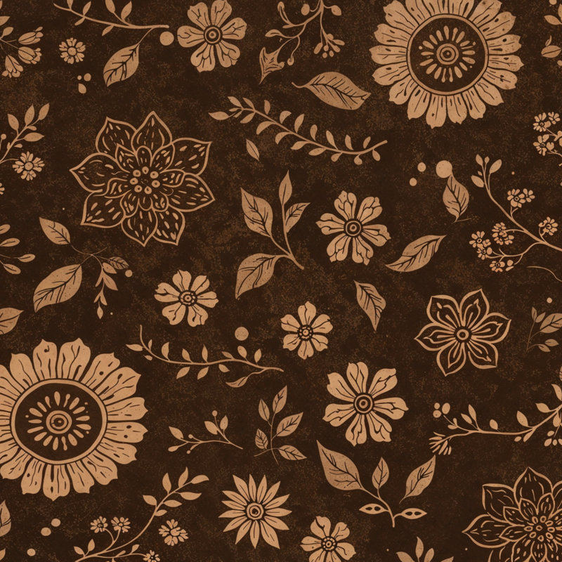 Couvertures à motifs floraux, 60 po L x 80 po H, Brun foncé / beige moyen