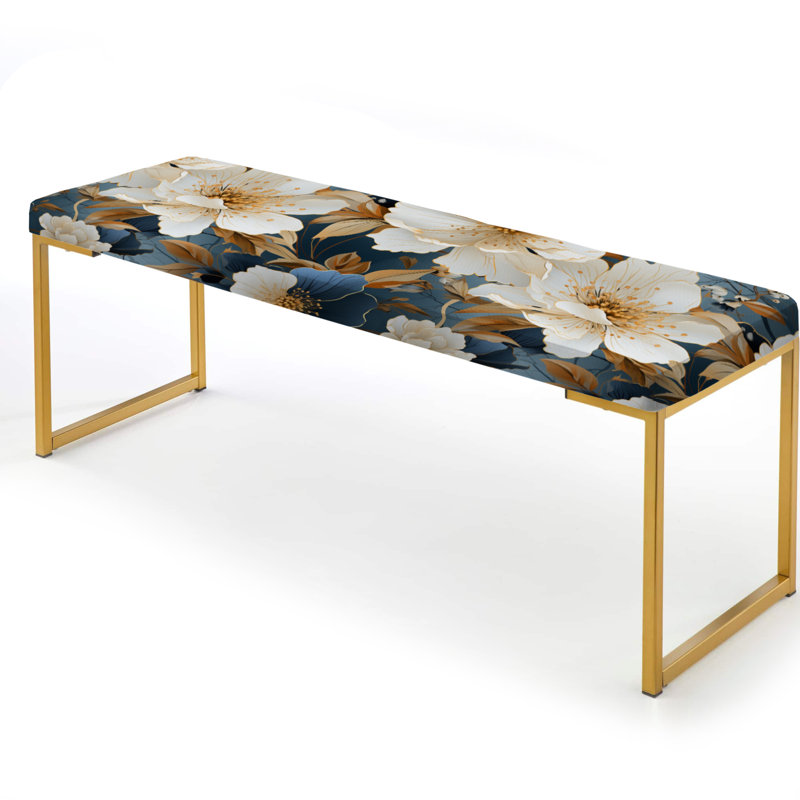 Banc floral rembourré or, Collage contemporain contemporain avec élégance