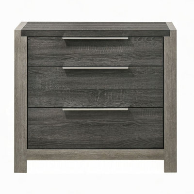 Contemporary Grey Finish 3-Drawers Nightstand