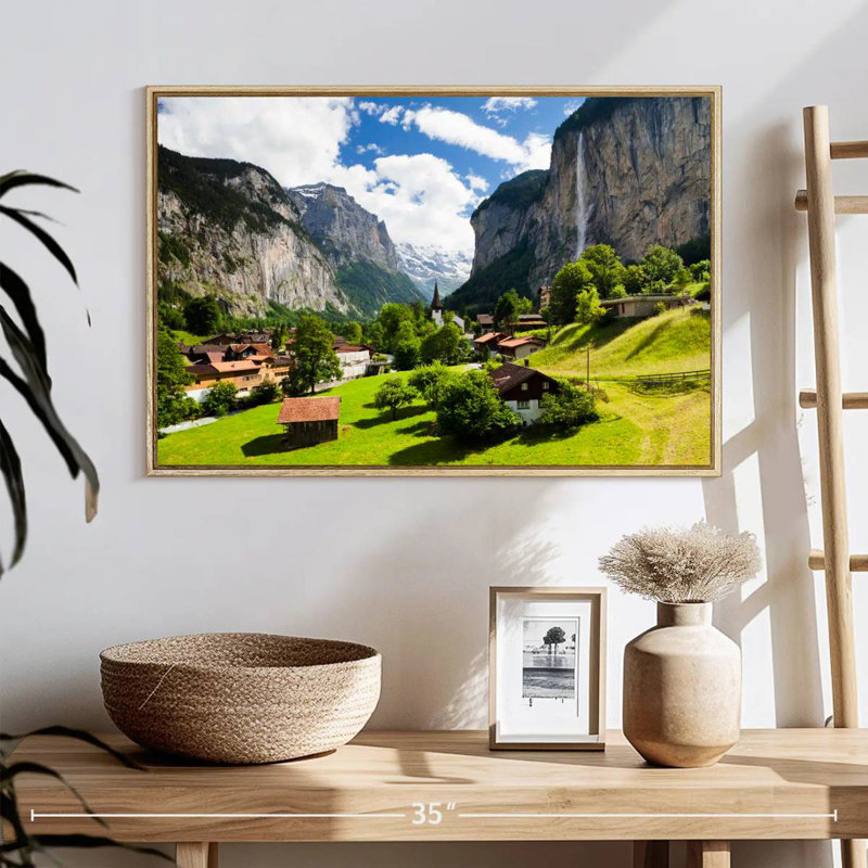 Scénique Lauterbrunnen, Cadre flottant en bois naturel, 25 po x 17 po