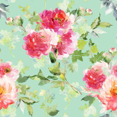 Wanamie Pink Flowers - Wrapped Canvas Print