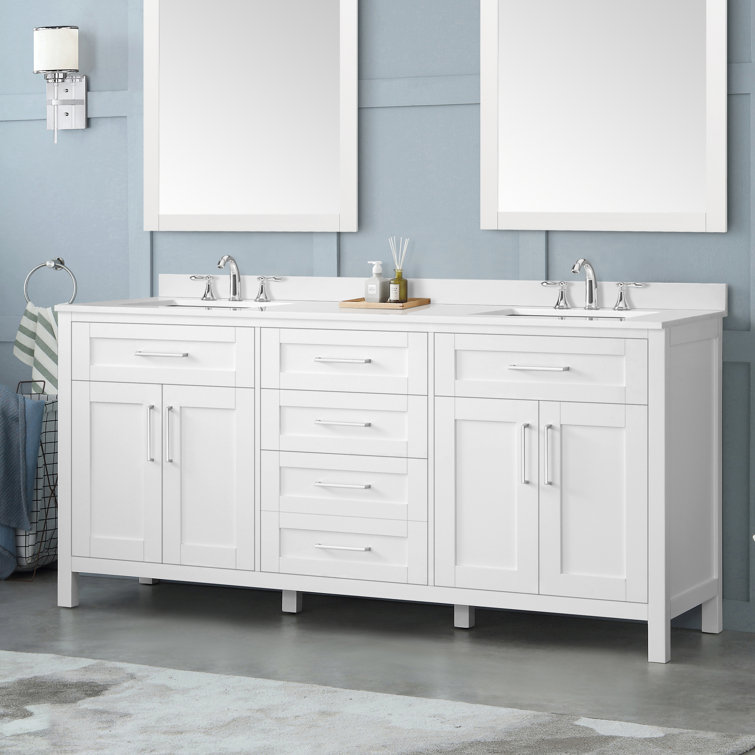 Angle 72.01'' Double Bathroom Vanity with Marble Top