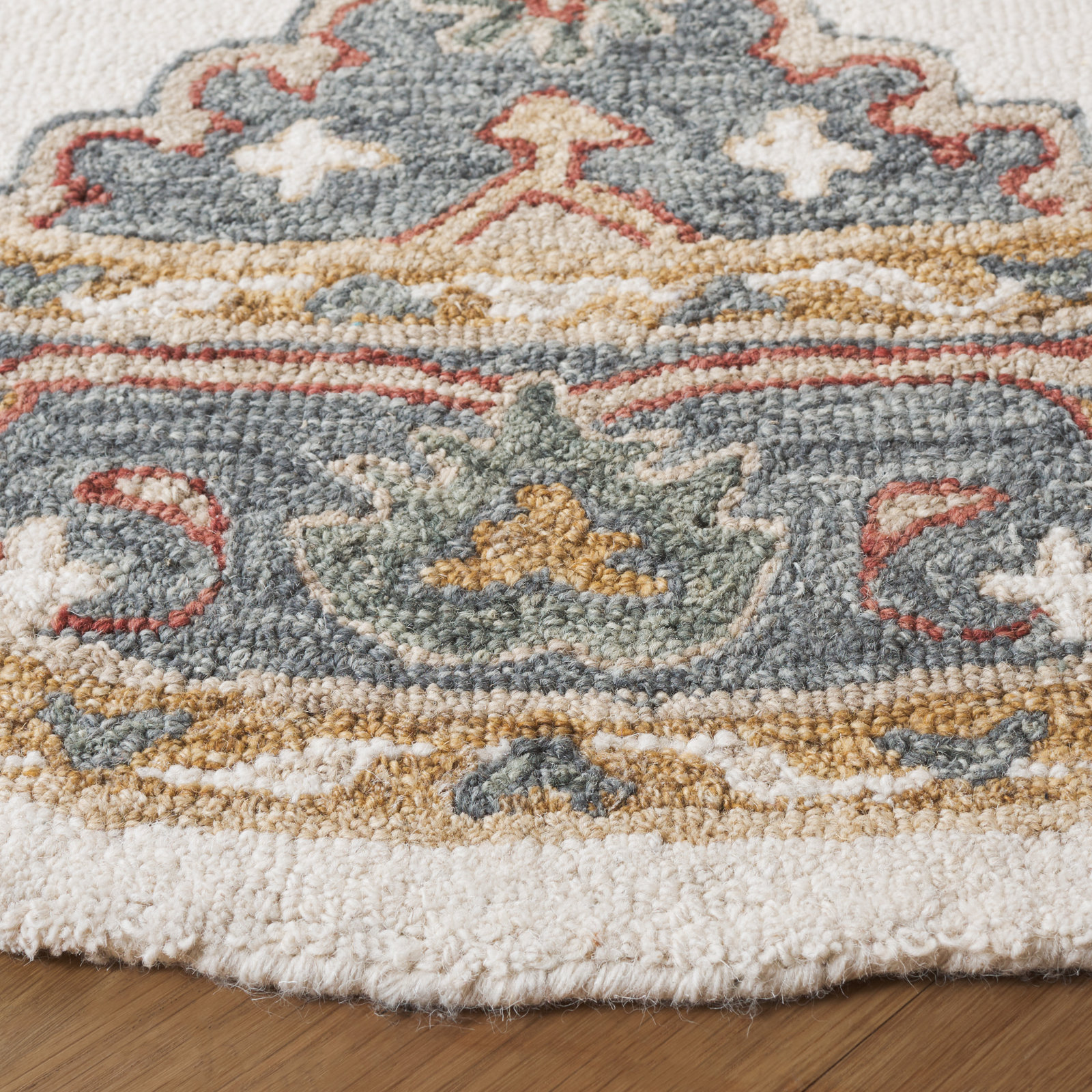 Gray Ivory Hand-Tufted Wool Rug, Round 6'