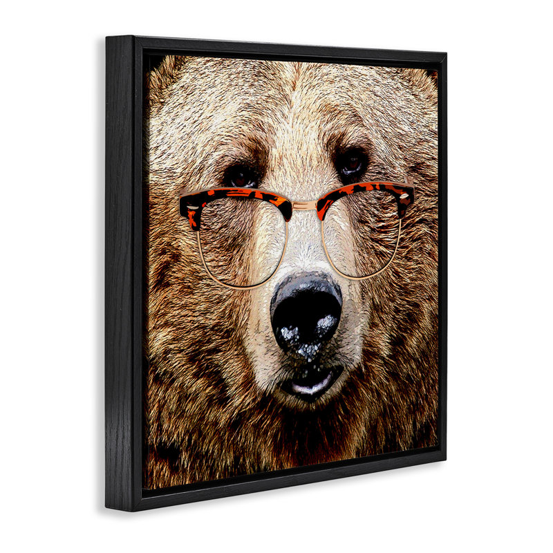 Grizzly avec lunettes, H 18 po x l 18 po, Noir