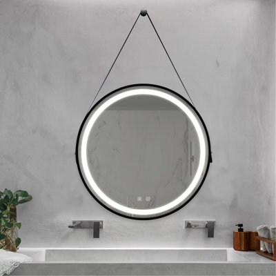 Bathroom Led Classy Vanity Mirror With Focused Backplane,Black Aluminum Alloy Frame,High Lumen,Dimmable Touch,Wall Switch Control, Anti-Fog ,CRI 95 Adjustable 3000K-4500K-6000K ,IP54 Waterproof