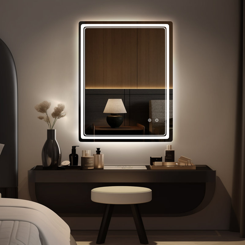 LED Mirror for Bathroom – Vanity Mirror with Lights, Dimmable Touch Sensor, and Anti-Fog Function, 36" x 27"