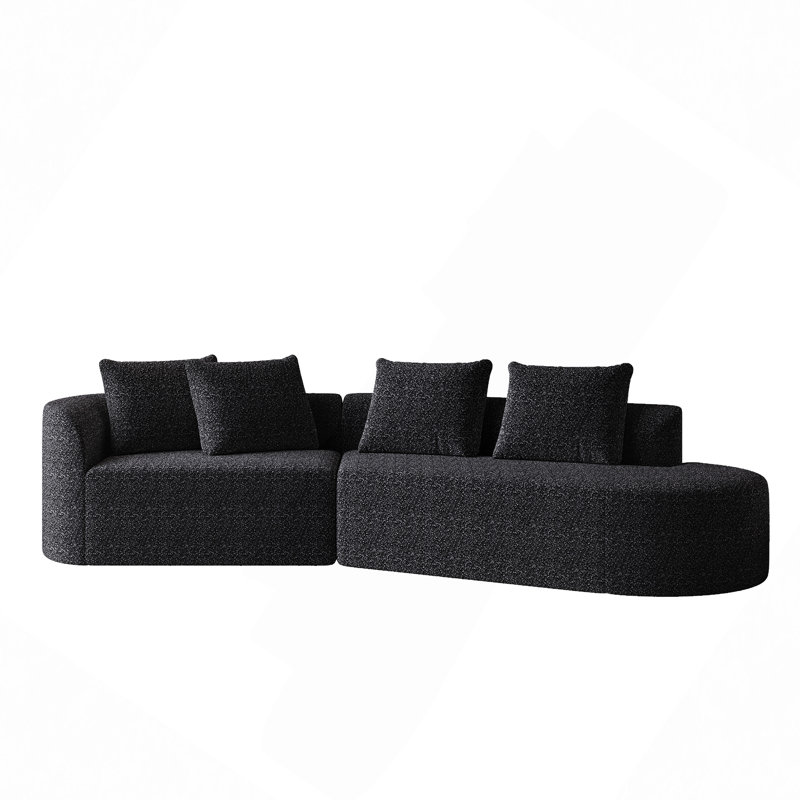 Modern Upholstered Boneless Oversized Sectional Sofa, 112-Inch Chenille 4-Seater Extra Deep & Wide Seat Curved Cloud Couch With 4 Throw Pillows, Free Combination Sofa Couch For Living Room,Bedroom