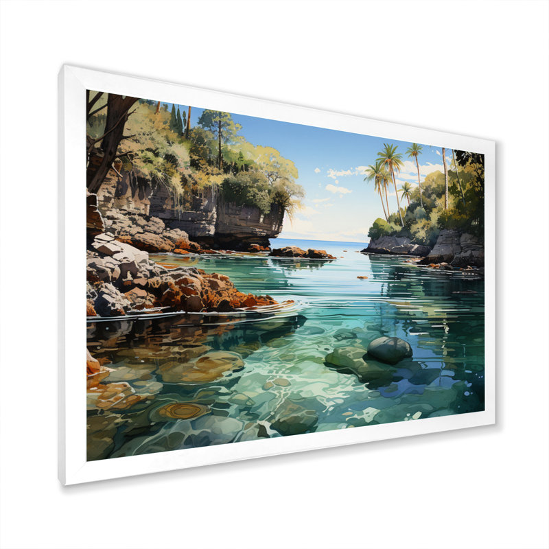 Bali Bliss Landscape III - impression, H 34 po x l 44 po x P 1,5 po, Cadre photo blanc