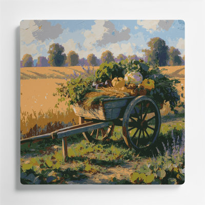 "Farm brouettes", art mural en métal beige