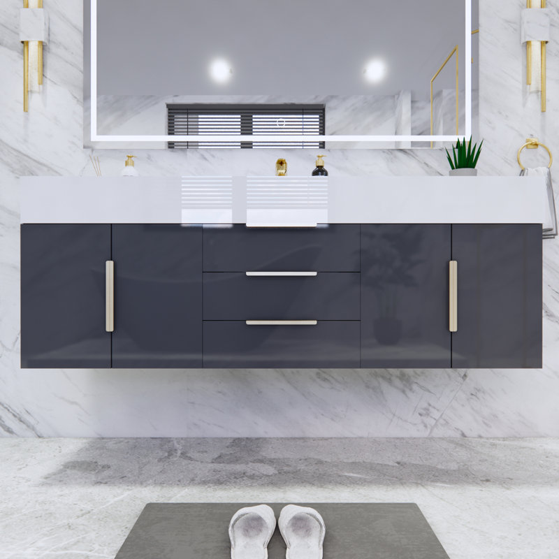 Glasgow 59'' Bathroom Vanity with Acrylic Top, Gray