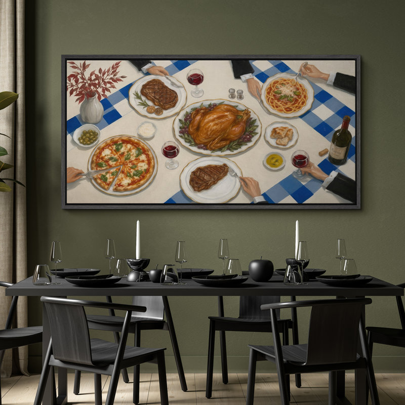Élégante décoration de table repas repas au-dessus de la célébration gastronomique murale - grande impression sur toile encadrée de la chambre principale