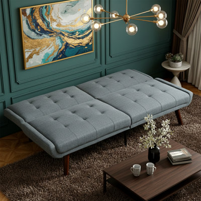 Canapé-lit futon convertible de 63 po - causeuse réglable à 5 positions et canapé-lit - lin brun