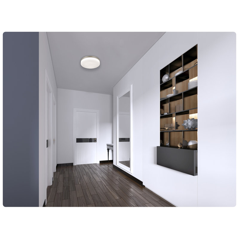 LED Flush Mount, Satin Nickel, 2.5" H x 11" W x 11" D