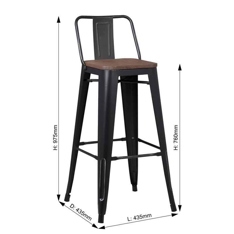 Julianne Counter Stool with Metal Frame, Black