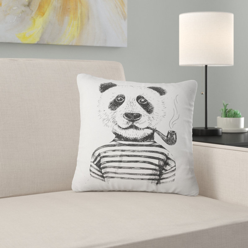 Hipster Pandas noir et blanc - coussin à imprimé animal, 16 po x 1 po, Coussin décoratif