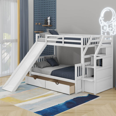 Twin Over Full Bunk Bed With Drawers And Slide