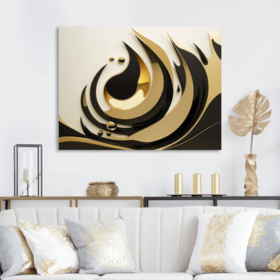 «Cerrato Gold and Black Wave III», reproduction sur toile
