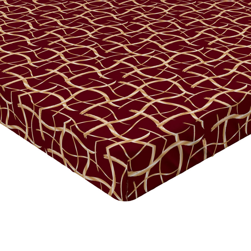 Ambesonne Abstract Fitted Sheet Lines Wavy Forms Pattern Maroon Pale Brown, California King Fitted Sheet