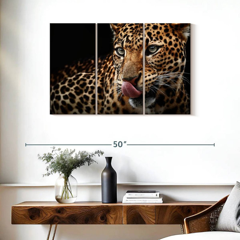Brampt Licking Leopard, 24" H x 38" W