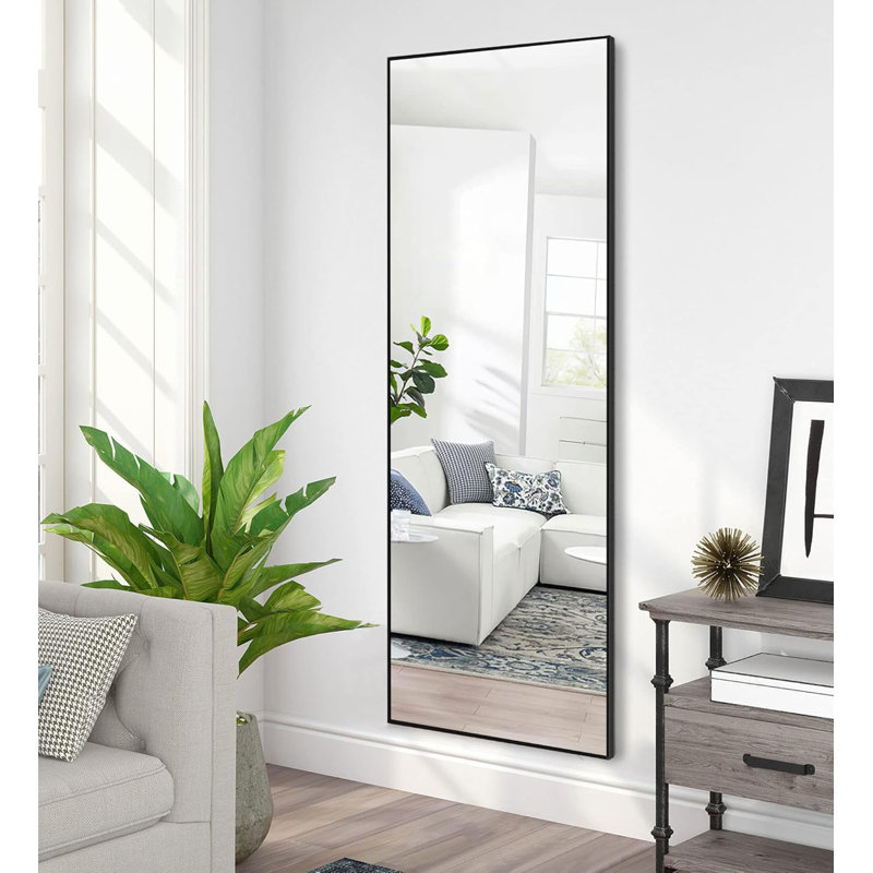 Full Length Mirror, Free Standing Floor Mirror For Leaning Or Hanging, Bedroom & Living Room Decor, Black, 64" x 21"