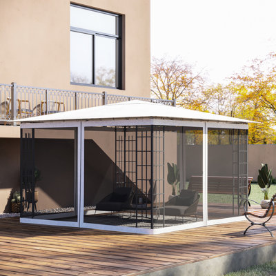 10' X 12' Gazebo Sidewall Netting Replacement, White - Keep Winged Away And Outdoor Area Clean, Simple Installation Process Screen 12', Entry Neat, Setup