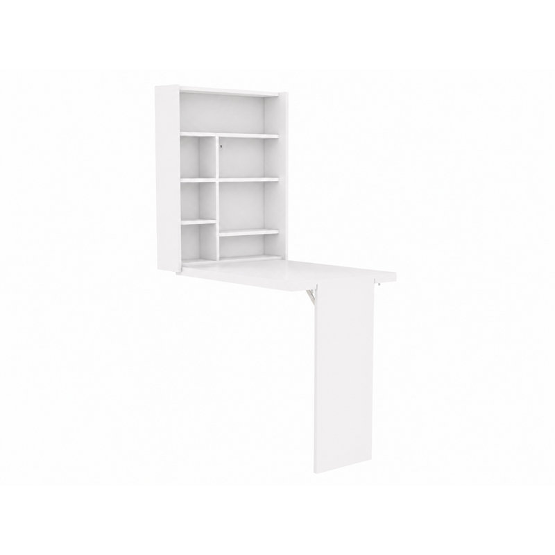 Siena Wall-Mounted Bar Cabinet with Fold-Down Table – White, White