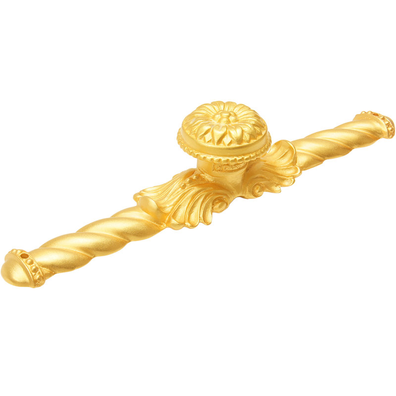 Acanthus large knob with flared foot Rosette style with large backplatein Satin, Gold