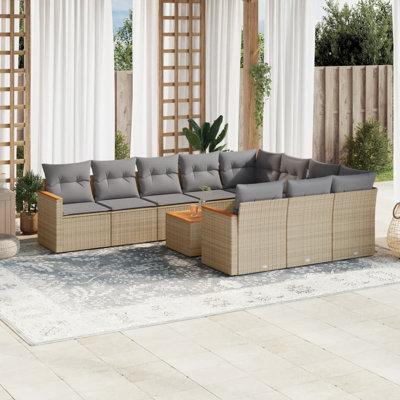  Ensemble de canapé de jardin beige, gris clair
