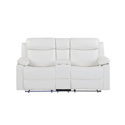 Blanc inclinable avec lumières à DEL et haut-parleurs intégrés, fonction d'inclinaison manuelle, console, accoudoirs coussinés, design contemporain, siège mi-ferme, similicuir pour l'éclairage principal, look,