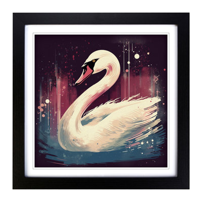 Swan Retro Art No.4 - Framed Print