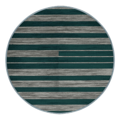 Tapis bleu à rayures horizontales lavable à la machine