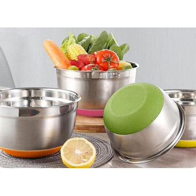 Ensemble de cuisinière en silicone 12 pièces, ensemble de cuisine, cuiseur antiadhésif antiadhésif - sans BPA, et 6 pièces de bol à mélanger en acier inoxydable