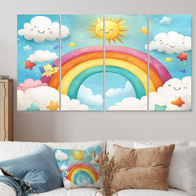 Rainbow Bright II - ensemble d'art sur toile de chambre de bébé