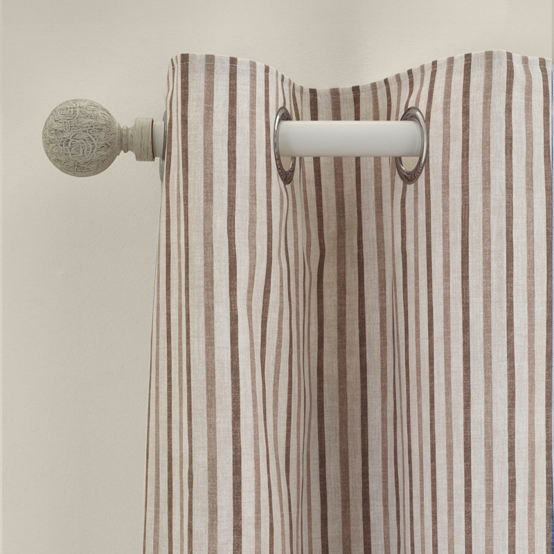 Logan Stripe Lined Eyelet Curtains, Natural, 229cm Width x 229cm Drop