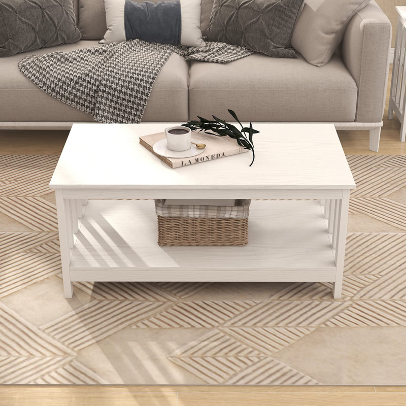 Table basse Briaroaks, Blanc, Blanc pur, H 18,1 po x L 39,9 po x l 22,04 po