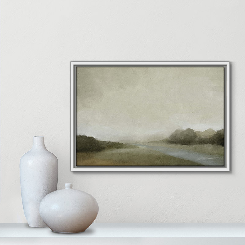 Vanora "Lovers Creek" Watercolor Floater Frame Painting , 13.5" H x 19.5" W, White