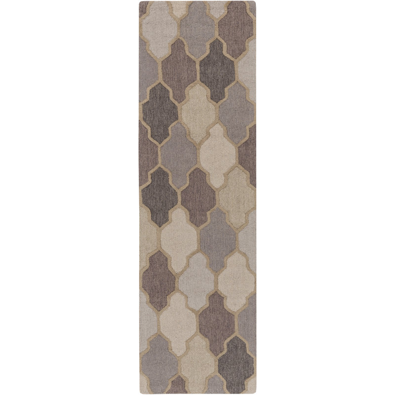 Paul Geometric Hand Tufted Wool Area Rug, Runner 2'3" x 10', Gray 