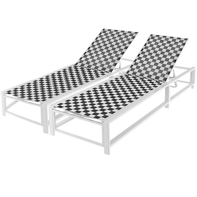 Patiojoy 2pcs Patio Chaise Lounge Chair Outdoor Aluminum Adjustable 5-position Recliner With Wheel For Garden Yard Pool by Orren Ellis