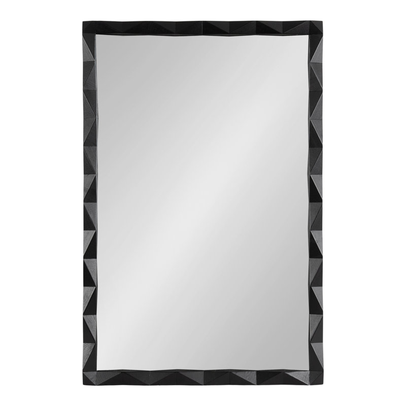 Pieced Wood Rectangle Bathroom Mirror, Black