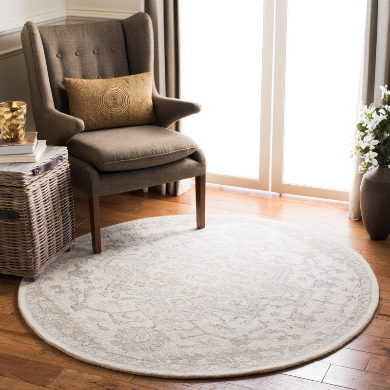 Barden Hand Tufted Oriental Indoor Rug, Round 9'