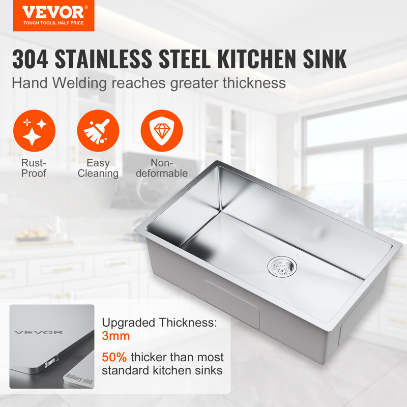 32'' L Single Bowl Stainless Steel Kitchen Sink