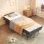 Lit pliant de 75 po avec tête de lit réglable et mousse à mémoire de forme de 5 po, lit d'appoint escamotable peu encombrant pour les personnes de grande taille, lit de camp portatif sur roulettes, assemblage facile