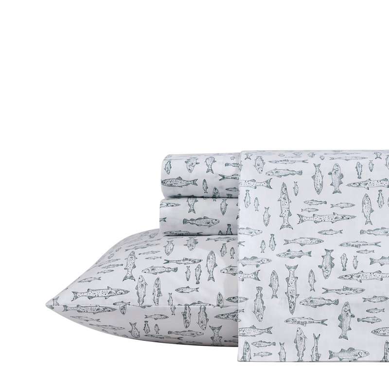 Shasta Lake Cotton Percale Standard Sheet Set, Full Sheet Set with 2 Pillowcases, Albright Hill