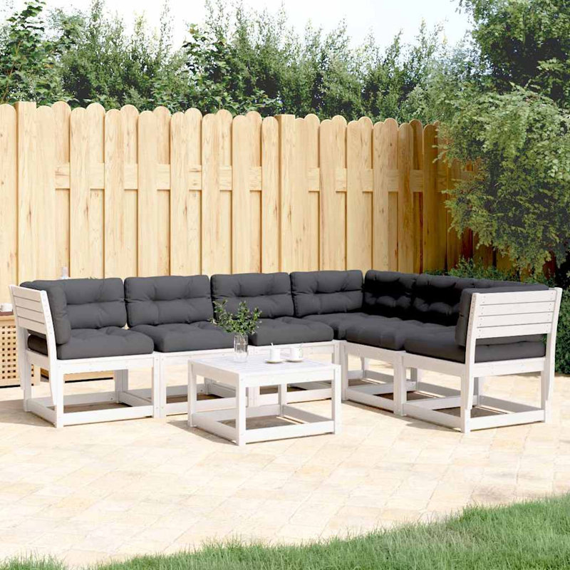 273cm Wide Patio Sofa, Gray, White